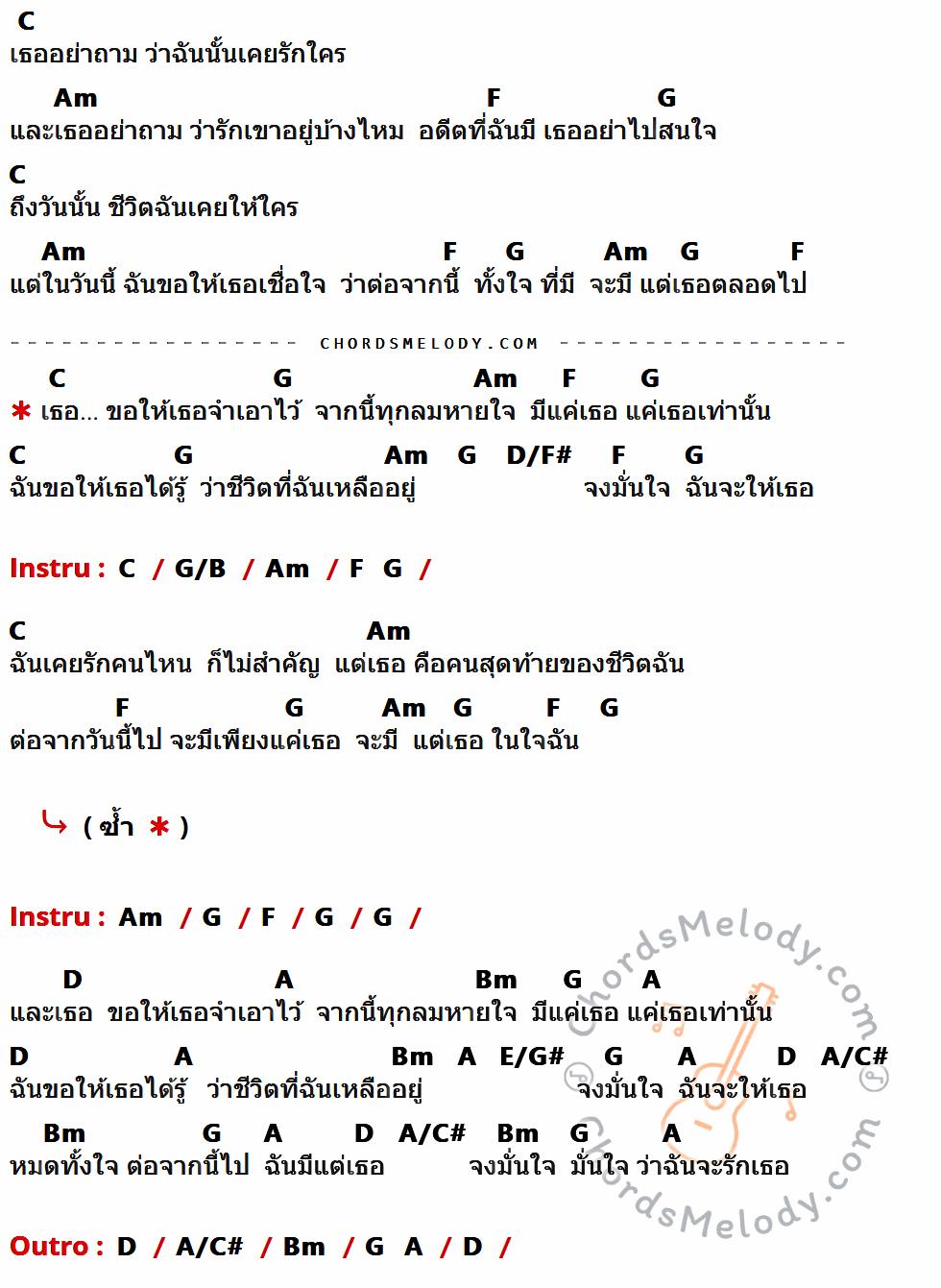 เนื้อเพลง ชีวิตที่เหลืออยู่ ของ Bodyslam ที่มีคอร์ดกีต้าร์ C,Am,F,G,D/F#,G/B,D,A,Bm,E/G#,A/C#