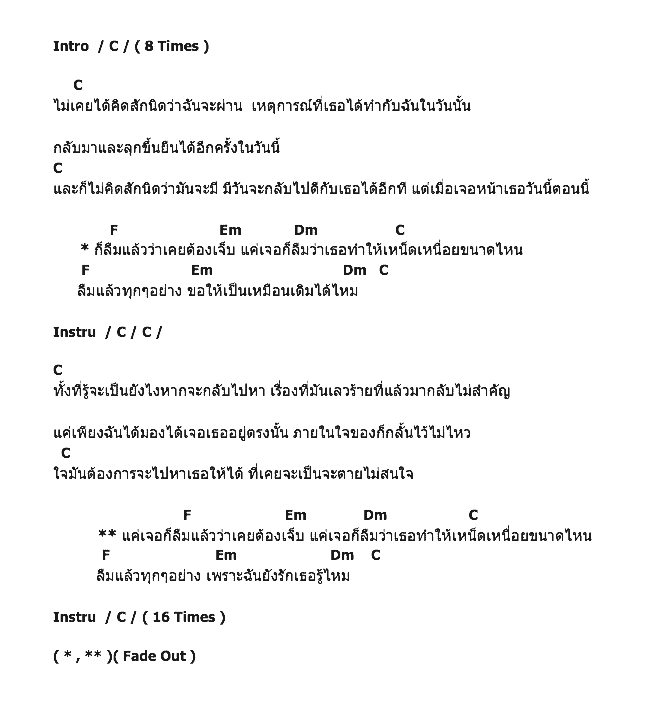 คอร์ดเพลง เนื้อเพลง ลืม, คอร์ดเพลง ลืม ของ 7thscene, คอร์ดเพลงของ 7thscene, เนื้อร้อง ลืม 7thscene, ลืม คอร์ดง่าย ๆ, คอร์ด ลืม ต้นฉบับ
