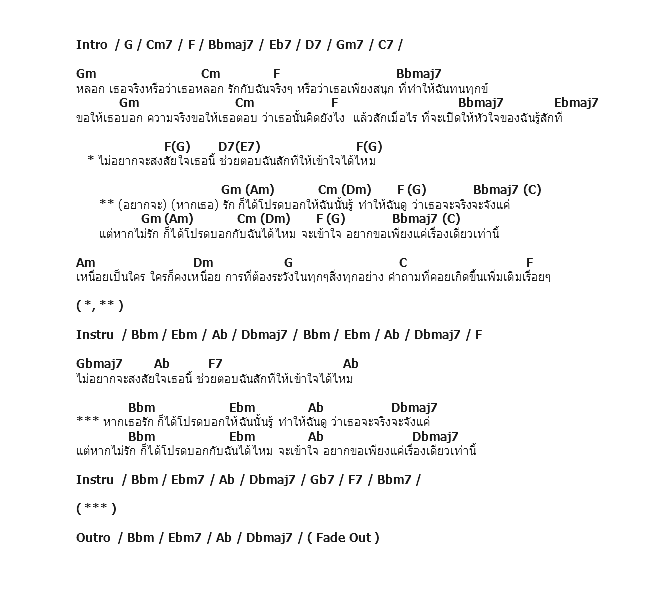 คอร์ดเพลง เนื้อเพลง หลอก, คอร์ดเพลง หลอก ของ Boyd Kosiyapong, คอร์ดเพลงของ Boyd Kosiyapong, เนื้อร้อง หลอก Boyd Kosiyapong, หลอก คอร์ดง่าย ๆ, คอร์ด หลอก ต้นฉบับ