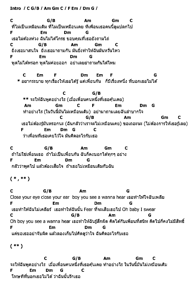 คอร์ดเพลง เนื้อเพลง เพื่อนกันพูดไม่ได้ทุกเรื่อง, คอร์ดเพลง เพื่อนกันพูดไม่ได้ทุกเรื่อง ของ Candy Mafia, คอร์ดเพลงของ Candy Mafia, เนื้อร้อง เพื่อนกันพูดไม่ได้ทุกเรื่อง Candy Mafia, เพื่อนกันพูดไม่ได้ทุกเรื่อง คอร์ดง่าย ๆ, คอร์ด เพื่อนกันพูดไม่ได้ทุกเรื่อง ต้นฉบับ
