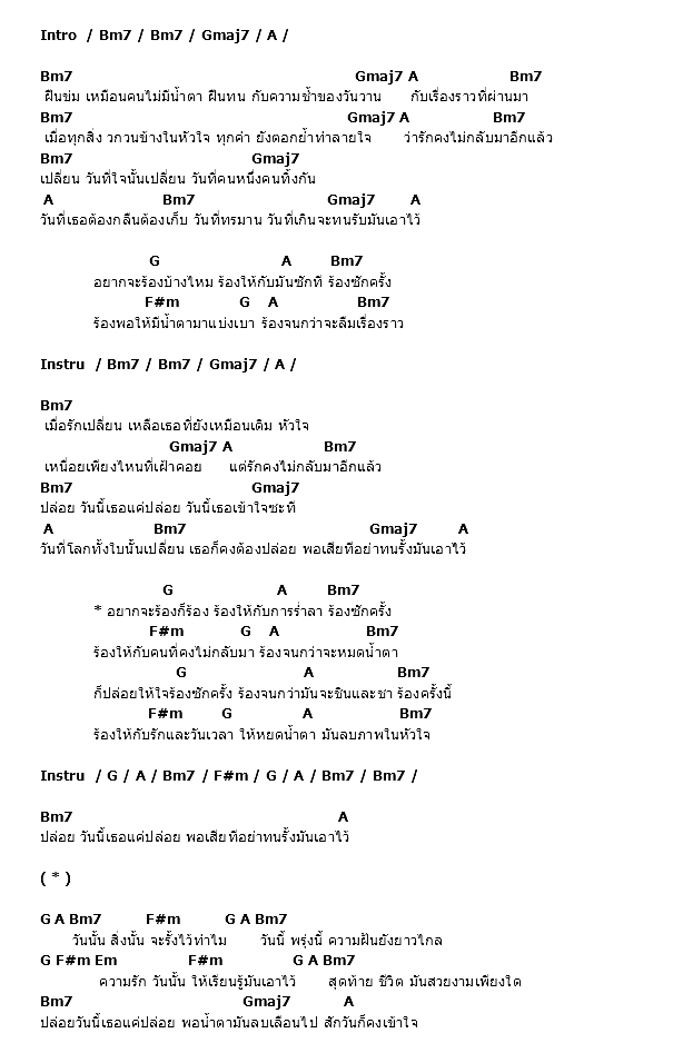 คอร์ดเพลง เนื้อเพลง ปล่อย, คอร์ดเพลง ปล่อย ของ Bodyslam, คอร์ดเพลงของ Bodyslam, เนื้อร้อง ปล่อย Bodyslam, ปล่อย คอร์ดง่าย ๆ, คอร์ด ปล่อย ต้นฉบับ