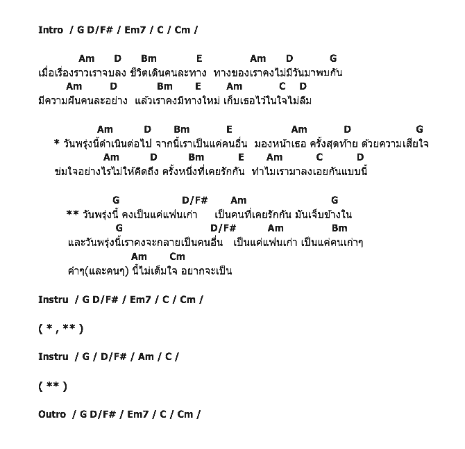 คอร์ดเพลง เนื้อเพลง แฟนเก่า, คอร์ดเพลง แฟนเก่า ของ Am Fine, คอร์ดเพลงของ Am Fine, เนื้อร้อง แฟนเก่า Am Fine, แฟนเก่า คอร์ดง่าย ๆ, คอร์ด แฟนเก่า ต้นฉบับ