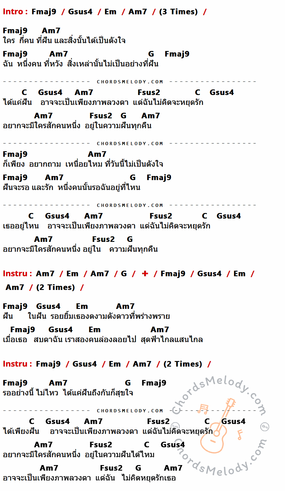 เนื้อเพลง ภาพลวงตา ของ Bodyslam ที่มีคอร์ดกีต้าร์ Fmaj9,Gsus4,Em,Am7,G,C,Fsus2