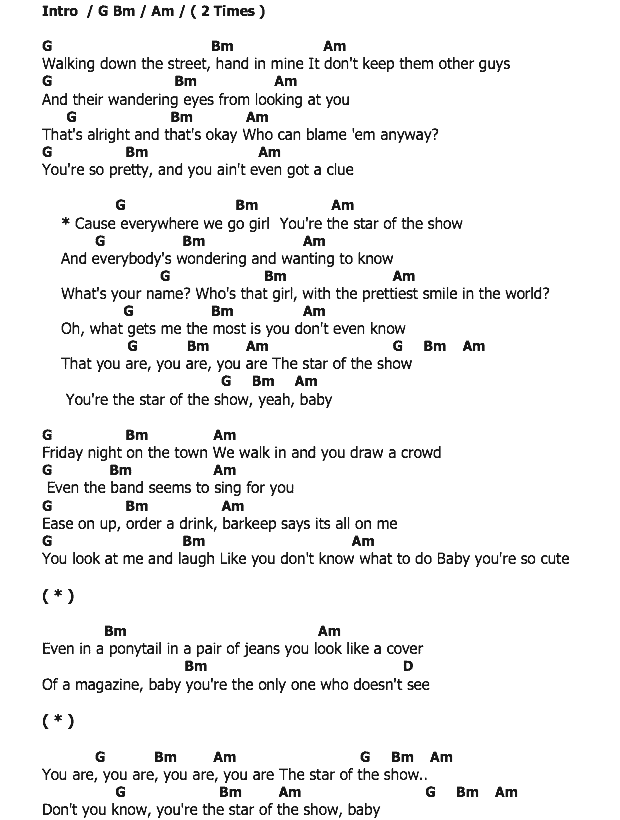 คอร์ดเพลง เนื้อเพลง Star Of The Show, คอร์ดเพลง Star Of The Show ของ Thomas Rhett, คอร์ดเพลงของ Thomas Rhett, เนื้อร้อง Star Of The Show Thomas Rhett, Star Of The Show คอร์ดง่าย ๆ, คอร์ด Star Of The Show ต้นฉบับ
