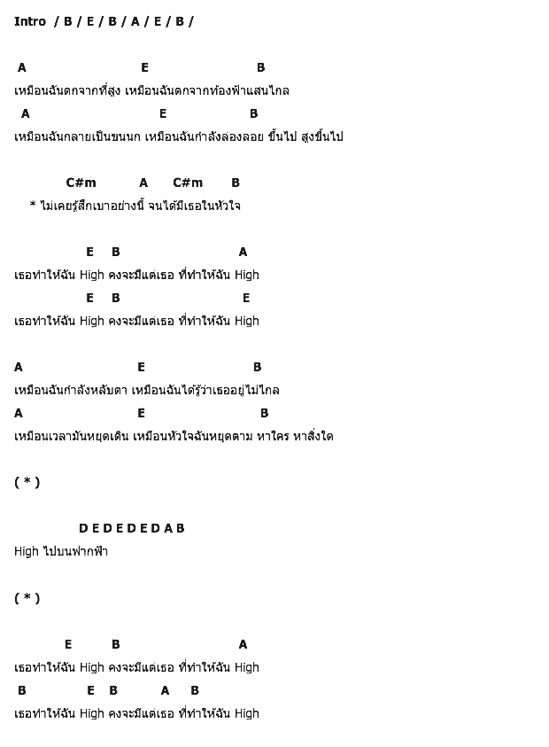 คอร์ดเพลง เนื้อเพลง High, คอร์ดเพลง High ของ Sofa, คอร์ดเพลงของ Sofa, เนื้อร้อง High Sofa, High คอร์ดง่าย ๆ, คอร์ด High ต้นฉบับ