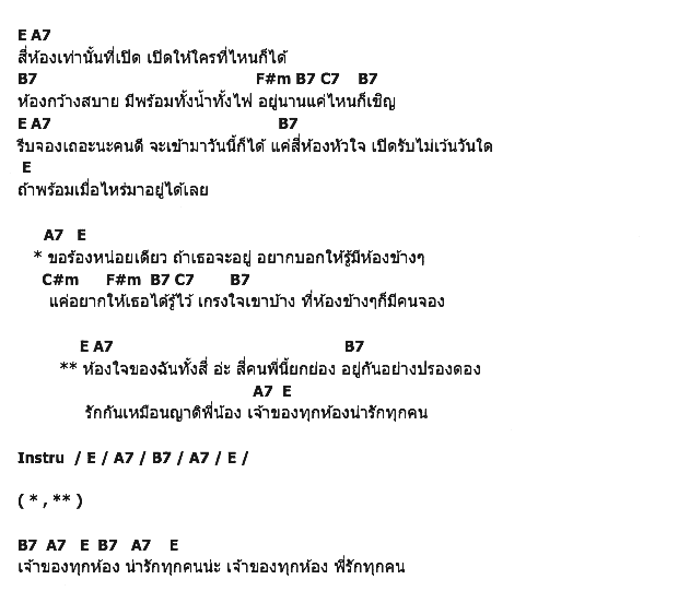 คอร์ดเพลง เนื้อเพลง สี่ห้องหัวใจ, คอร์ดเพลง สี่ห้องหัวใจ ของ ปาท่องโก๋, คอร์ดเพลงของ ปาท่องโก๋, เนื้อร้อง สี่ห้องหัวใจ ปาท่องโก๋, สี่ห้องหัวใจ คอร์ดง่าย ๆ, คอร์ด สี่ห้องหัวใจ ต้นฉบับ
