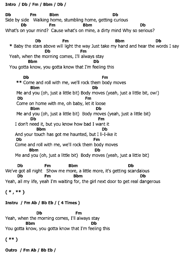 คอร์ดเพลง เนื้อเพลง Body Moves, คอร์ดเพลง Body Moves ของ DNCE, คอร์ดเพลงของ DNCE, เนื้อร้อง Body Moves DNCE, Body Moves คอร์ดง่าย ๆ, คอร์ด Body Moves ต้นฉบับ