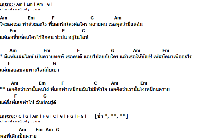 คอร์ดเพลง เนื้อเพลง มีแฟนเล่นไลน์เป็นควายทุกที, คอร์ดเพลง มีแฟนเล่นไลน์เป็นควายทุกที ของ ธัน พาราฮัท, คอร์ดเพลงของ ธัน พาราฮัท, เนื้อร้อง มีแฟนเล่นไลน์เป็นควายทุกที ธัน พาราฮัท, มีแฟนเล่นไลน์เป็นควายทุกที คอร์ดง่าย ๆ, คอร์ด มีแฟนเล่นไลน์เป็นควายทุกที ต้นฉบับ