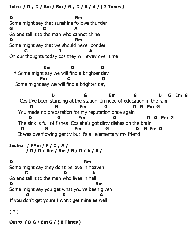 คอร์ดเพลง เนื้อเพลง Some Might Say, คอร์ดเพลง Some Might Say ของ Oasis, คอร์ดเพลงของ Oasis, เนื้อร้อง Some Might Say Oasis, Some Might Say คอร์ดง่าย ๆ, คอร์ด Some Might Say ต้นฉบับ