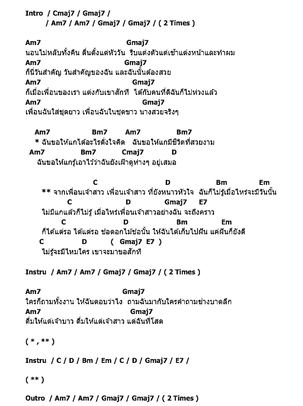 คอร์ดเพลง เนื้อเพลง เพื่อนเจ้าสาว, คอร์ดเพลง เพื่อนเจ้าสาว ของ TUDY Feat.AMMY, คอร์ดเพลงของ TUDY Feat.AMMY, เนื้อร้อง เพื่อนเจ้าสาว TUDY Feat.AMMY, เพื่อนเจ้าสาว คอร์ดง่าย ๆ, คอร์ด เพื่อนเจ้าสาว ต้นฉบับ
