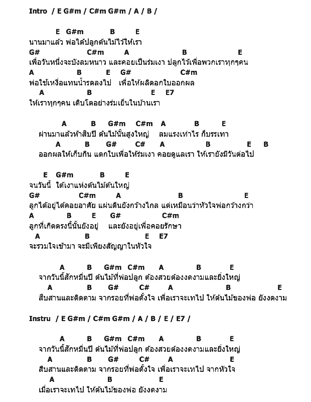 คอร์ดเพลง เนื้อเพลง ต้นไม้ของพ่อ, คอร์ดเพลง ต้นไม้ของพ่อ ของ ไม้เมือง, คอร์ดเพลงของ ไม้เมือง, เนื้อร้อง ต้นไม้ของพ่อ ไม้เมือง, ต้นไม้ของพ่อ คอร์ดง่าย ๆ, คอร์ด ต้นไม้ของพ่อ ต้นฉบับ