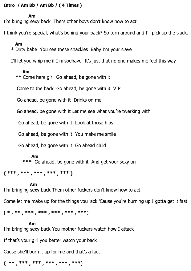 คอร์ดเพลง เนื้อเพลง Sexy Back, คอร์ดเพลง Sexy Back ของ Justin Timberlake, คอร์ดเพลงของ Justin Timberlake, เนื้อร้อง Sexy Back Justin Timberlake, Sexy Back คอร์ดง่าย ๆ, คอร์ด Sexy Back ต้นฉบับ