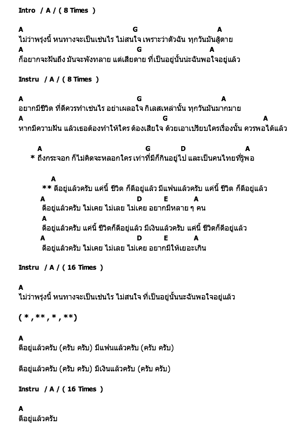 คอร์ดเพลง เนื้อเพลง ดีอยู่แล้ว, คอร์ดเพลง ดีอยู่แล้ว ของ Black Head, คอร์ดเพลงของ Black Head, เนื้อร้อง ดีอยู่แล้ว Black Head, ดีอยู่แล้ว คอร์ดง่าย ๆ, คอร์ด ดีอยู่แล้ว ต้นฉบับ