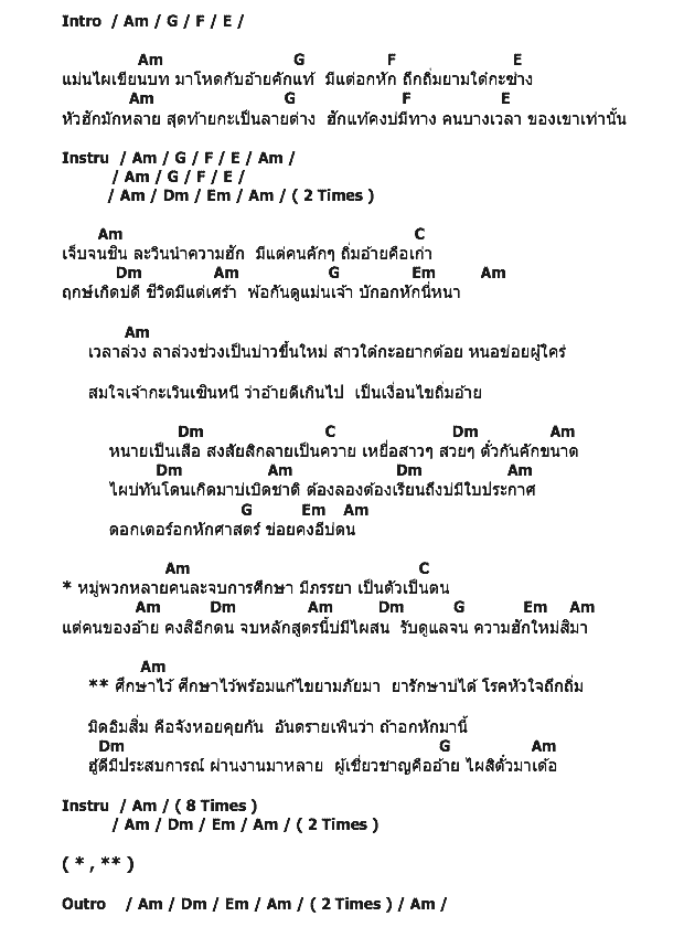 คอร์ดเพลง เนื้อเพลง อกหักศาสตร์, คอร์ดเพลง อกหักศาสตร์ ของ ไหมไทย หัวใจศิลป์, คอร์ดเพลงของ ไหมไทย หัวใจศิลป์, เนื้อร้อง อกหักศาสตร์ ไหมไทย หัวใจศิลป์, อกหักศาสตร์ คอร์ดง่าย ๆ, คอร์ด อกหักศาสตร์ ต้นฉบับ