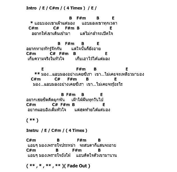 คอร์ดเพลง เนื้อเพลง แอบมอง, คอร์ดเพลง แอบมอง ของ นันทิดา แก้วบัวสาย, คอร์ดเพลงของ นันทิดา แก้วบัวสาย, เนื้อร้อง แอบมอง นันทิดา แก้วบัวสาย, แอบมอง คอร์ดง่าย ๆ, คอร์ด แอบมอง ต้นฉบับ