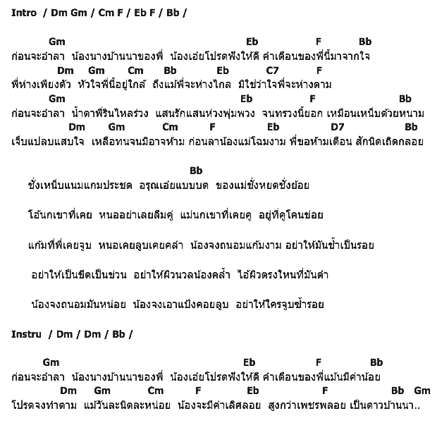 คอร์ดเพลง เนื้อเพลง คำเตือนของพี่, คอร์ดเพลง คำเตือนของพี่ ของ ไพรวัลย์ ลูกเพชร, คอร์ดเพลงของ ไพรวัลย์ ลูกเพชร, เนื้อร้อง คำเตือนของพี่ ไพรวัลย์ ลูกเพชร, คำเตือนของพี่ คอร์ดง่าย ๆ, คอร์ด คำเตือนของพี่ ต้นฉบับ