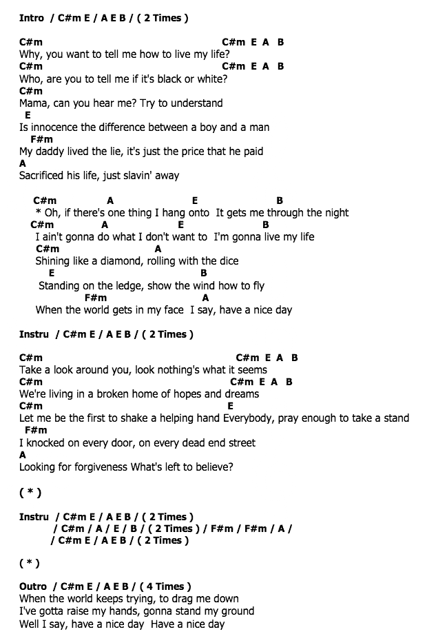 คอร์ดเพลง เนื้อเพลง Have A Nice Day, คอร์ดเพลง Have A Nice Day ของ BON JOVI, คอร์ดเพลงของ BON JOVI, เนื้อร้อง Have A Nice Day BON JOVI, Have A Nice Day คอร์ดง่าย ๆ, คอร์ด Have A Nice Day ต้นฉบับ