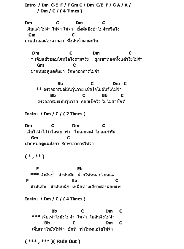 คอร์ดเพลง เนื้อเพลง เจ็บแล้วไม่จำ, คอร์ดเพลง เจ็บแล้วไม่จำ ของ นรินทร ณ บางช้าง, คอร์ดเพลงของ นรินทร ณ บางช้าง, เนื้อร้อง เจ็บแล้วไม่จำ นรินทร ณ บางช้าง, เจ็บแล้วไม่จำ คอร์ดง่าย ๆ, คอร์ด เจ็บแล้วไม่จำ ต้นฉบับ