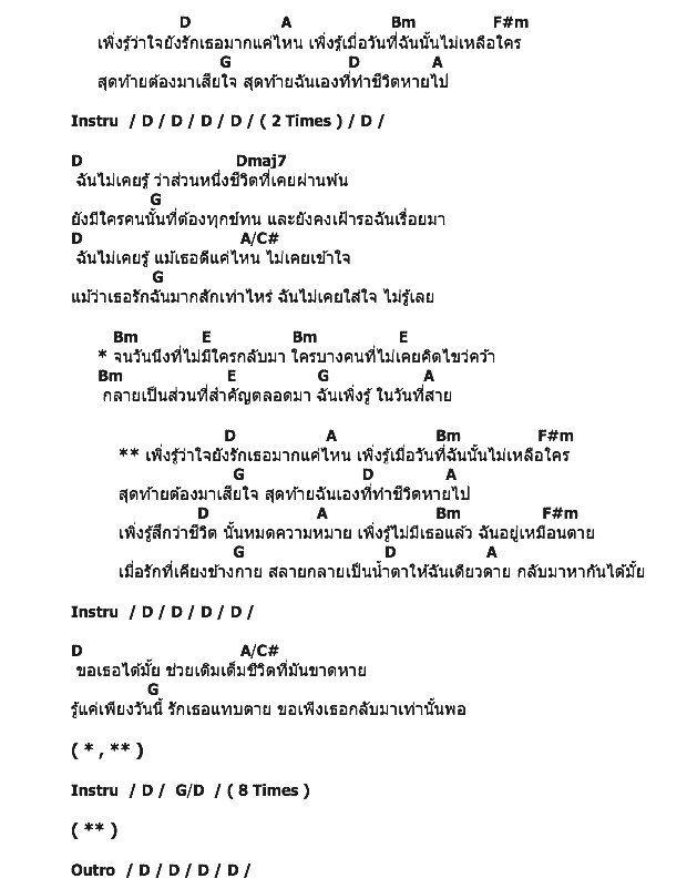 คอร์ดเพลง เนื้อเพลง เพิ่งจะรู้, คอร์ดเพลง เพิ่งจะรู้ ของ 7 Days Crazy, คอร์ดเพลงของ 7 Days Crazy, เนื้อร้อง เพิ่งจะรู้ 7 Days Crazy, เพิ่งจะรู้ คอร์ดง่าย ๆ, คอร์ด เพิ่งจะรู้ ต้นฉบับ