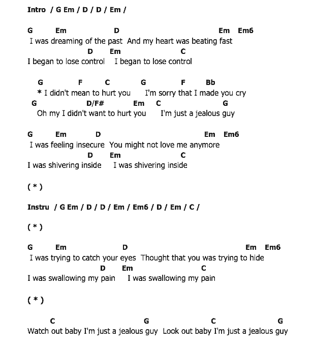 คอร์ดเพลง เนื้อเพลง Jealous Guy, คอร์ดเพลง Jealous Guy ของ John Lennon, คอร์ดเพลงของ John Lennon, เนื้อร้อง Jealous Guy John Lennon, Jealous Guy คอร์ดง่าย ๆ, คอร์ด Jealous Guy ต้นฉบับ
