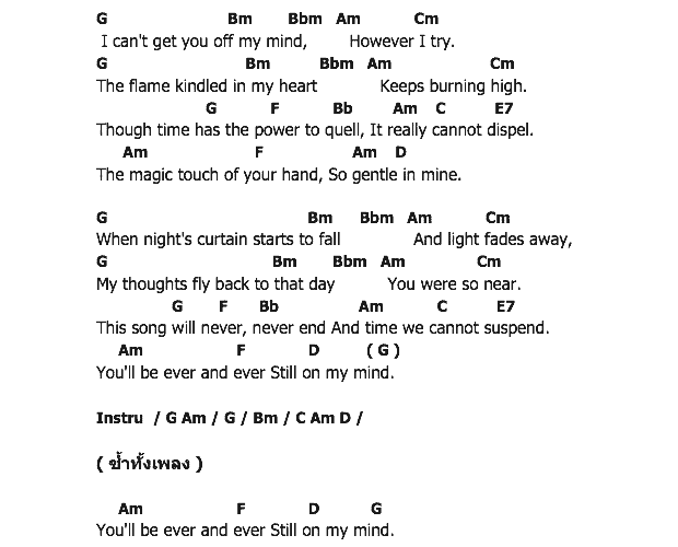 คอร์ดเพลง เนื้อเพลง Still on My Mind, คอร์ดเพลง Still on My Mind ของ เอก Season Five, คอร์ดเพลงของ เอก Season Five, เนื้อร้อง Still on My Mind เอก Season Five, Still on My Mind คอร์ดง่าย ๆ, คอร์ด Still on My Mind ต้นฉบับ