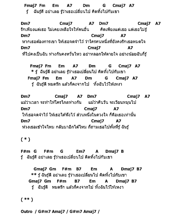 คอร์ดเพลง เนื้อเพลง รู้, คอร์ดเพลง รู้ ของ Lipta Feat.Soul After Six, คอร์ดเพลงของ Lipta Feat.Soul After Six, เนื้อร้อง รู้ Lipta Feat.Soul After Six, รู้ คอร์ดง่าย ๆ, คอร์ด รู้ ต้นฉบับ