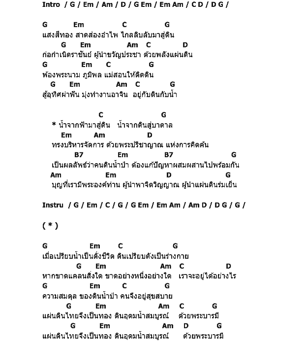 คอร์ดเพลง เนื้อเพลง ดินอุดม น้ำสมบูรณ์ ด้วยพระบารมี, คอร์ดเพลง ดินอุดม น้ำสมบูรณ์ ด้วยพระบารมี ของ แอ็ด คาราบาว, คอร์ดเพลงของ แอ็ด คาราบาว, เนื้อร้อง ดินอุดม น้ำสมบูรณ์ ด้วยพระบารมี แอ็ด คาราบาว, ดินอุดม น้ำสมบูรณ์ ด้วยพระบารมี คอร์ดง่าย ๆ, คอร์ด ดินอุดม น้ำสมบูรณ์ ด้วยพระบารมี ต้นฉบับ