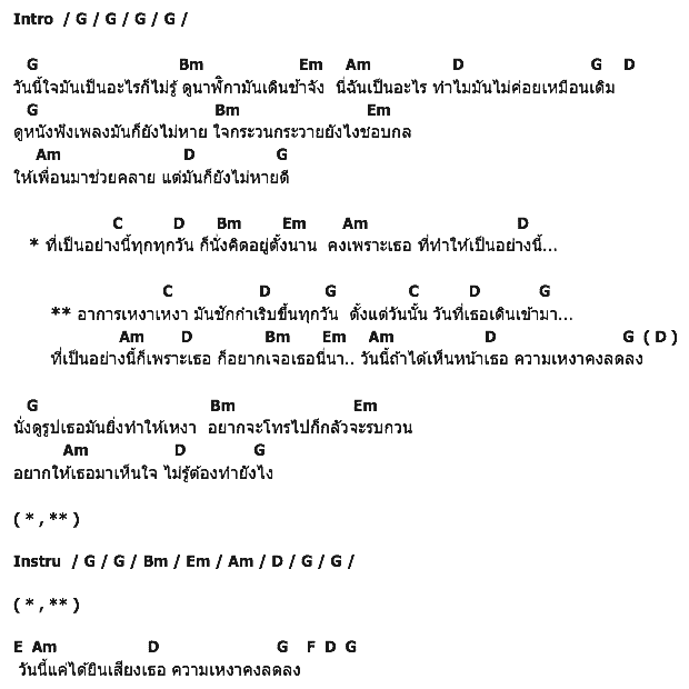 คอร์ดเพลง เนื้อเพลง อาการ เหงา เหงา, คอร์ดเพลง อาการ เหงา เหงา ของ บางแก้ว, คอร์ดเพลงของ บางแก้ว, เนื้อร้อง อาการ เหงา เหงา บางแก้ว, อาการ เหงา เหงา คอร์ดง่าย ๆ, คอร์ด อาการ เหงา เหงา ต้นฉบับ