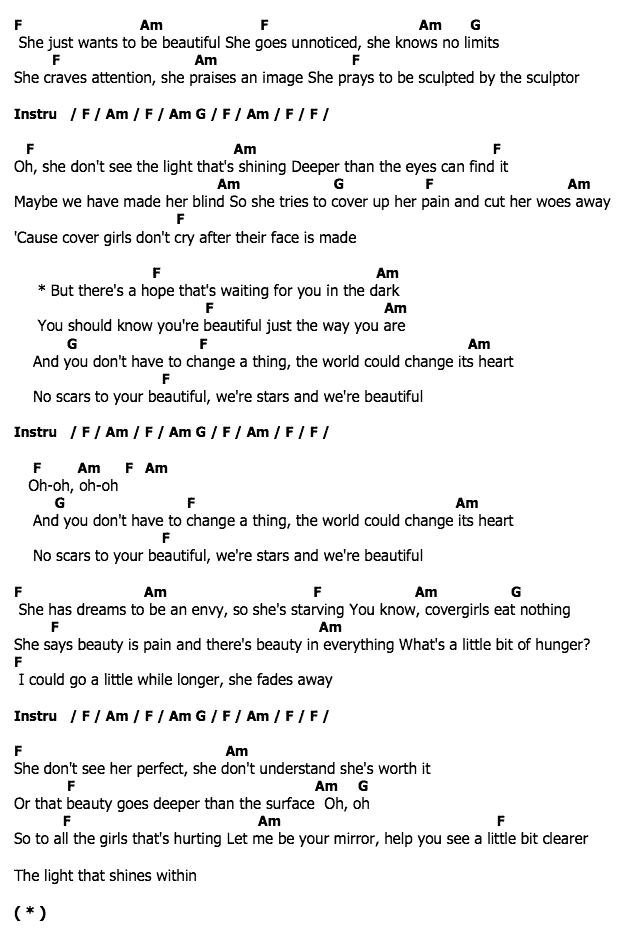 คอร์ดเพลง เนื้อเพลง Scars To Your Beautiful, คอร์ดเพลง Scars To Your Beautiful ของ Alessia Cara, คอร์ดเพลงของ Alessia Cara, เนื้อร้อง Scars To Your Beautiful Alessia Cara, Scars To Your Beautiful คอร์ดง่าย ๆ, คอร์ด Scars To Your Beautiful ต้นฉบับ