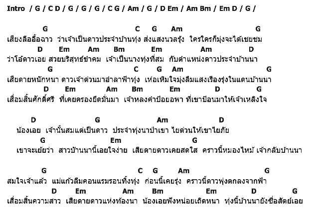 คอร์ดเพลง เนื้อเพลง ดาวบ้านนา, คอร์ดเพลง ดาวบ้านนา ของ ไพรวัลย์ ลูกเพชร, คอร์ดเพลงของ ไพรวัลย์ ลูกเพชร, เนื้อร้อง ดาวบ้านนา ไพรวัลย์ ลูกเพชร, ดาวบ้านนา คอร์ดง่าย ๆ, คอร์ด ดาวบ้านนา ต้นฉบับ