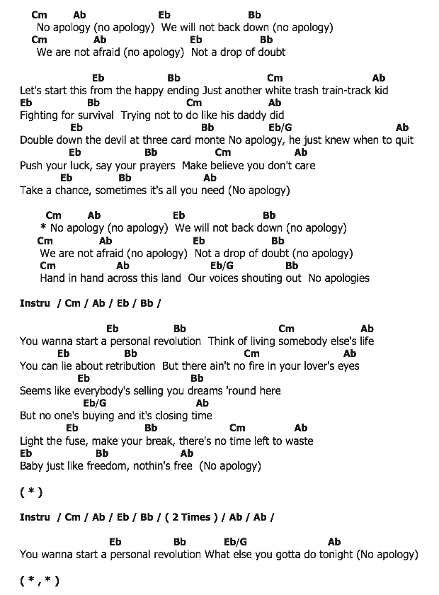 คอร์ดเพลง เนื้อเพลง No Apologies, คอร์ดเพลง No Apologies ของ BON JOVI, คอร์ดเพลงของ BON JOVI, เนื้อร้อง No Apologies BON JOVI, No Apologies คอร์ดง่าย ๆ, คอร์ด No Apologies ต้นฉบับ