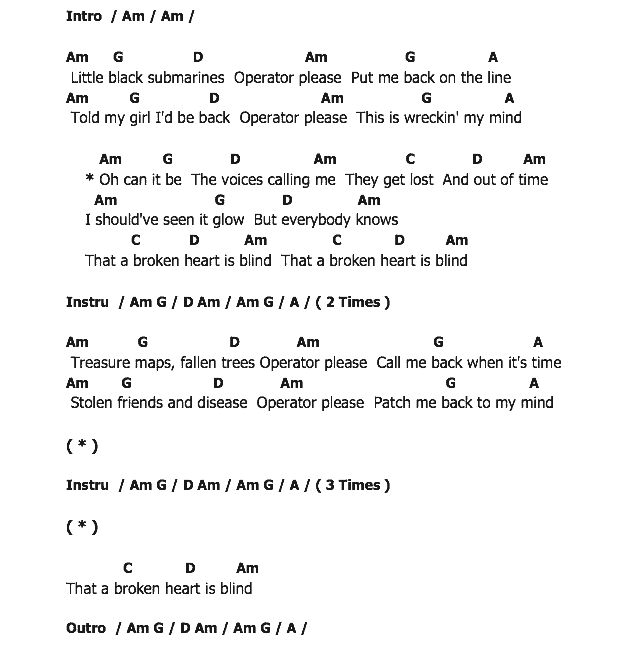 คอร์ดเพลง เนื้อเพลง Little Black Submarines, คอร์ดเพลง Little Black Submarines ของ The Black Keys, คอร์ดเพลงของ The Black Keys, เนื้อร้อง Little Black Submarines The Black Keys, Little Black Submarines คอร์ดง่าย ๆ, คอร์ด Little Black Submarines ต้นฉบับ