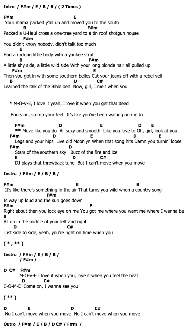 คอร์ดเพลง เนื้อเพลง Move, คอร์ดเพลง Move ของ Luke Bryan, คอร์ดเพลงของ Luke Bryan, เนื้อร้อง Move Luke Bryan, Move คอร์ดง่าย ๆ, คอร์ด Move ต้นฉบับ