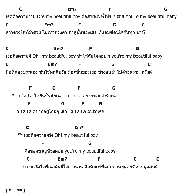 คอร์ดเพลง เนื้อเพลง Beautyful boy, คอร์ดเพลง Beautyful boy ของ บัวชมพู ฟอร์ด, คอร์ดเพลงของ บัวชมพู ฟอร์ด, เนื้อร้อง Beautyful boy บัวชมพู ฟอร์ด, Beautyful boy คอร์ดง่าย ๆ, คอร์ด Beautyful boy ต้นฉบับ