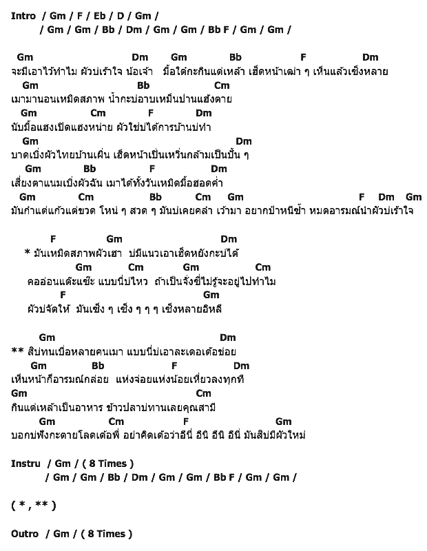 คอร์ดเพลง เนื้อเพลง ผัวบ่เร้าใจ, คอร์ดเพลง ผัวบ่เร้าใจ ของ ตุ๊กตา ท็อปไลน์, คอร์ดเพลงของ ตุ๊กตา ท็อปไลน์, เนื้อร้อง ผัวบ่เร้าใจ ตุ๊กตา ท็อปไลน์, ผัวบ่เร้าใจ คอร์ดง่าย ๆ, คอร์ด ผัวบ่เร้าใจ ต้นฉบับ