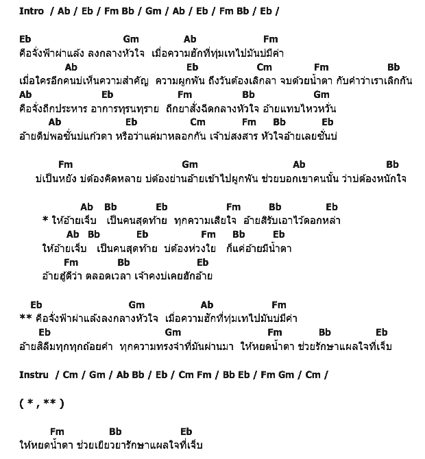 คอร์ดเพลง เนื้อเพลง ให้อ้ายเจ็บเป็นคนสุดท้าย, คอร์ดเพลง ให้อ้ายเจ็บเป็นคนสุดท้าย ของ แบงค์ ณัฐภูมิ, คอร์ดเพลงของ แบงค์ ณัฐภูมิ, เนื้อร้อง ให้อ้ายเจ็บเป็นคนสุดท้าย แบงค์ ณัฐภูมิ, ให้อ้ายเจ็บเป็นคนสุดท้าย คอร์ดง่าย ๆ, คอร์ด ให้อ้ายเจ็บเป็นคนสุดท้าย ต้นฉบับ