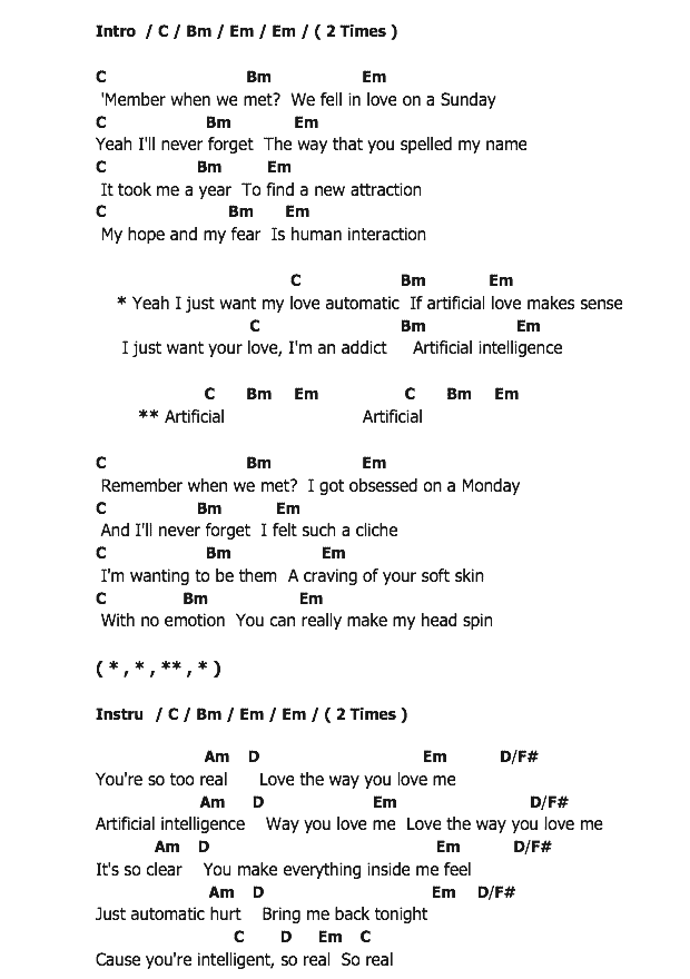 คอร์ดเพลง เนื้อเพลง A.I., คอร์ดเพลง A.I. ของ One Republic Feat.Peter Gabriel, คอร์ดเพลงของ One Republic Feat.Peter Gabriel, เนื้อร้อง A.I. One Republic Feat.Peter Gabriel, A.I. คอร์ดง่าย ๆ, คอร์ด A.I. ต้นฉบับ
