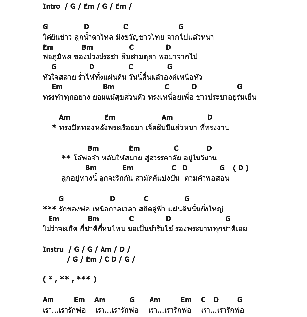 คอร์ดเพลง เนื้อเพลง รักพ่อ รักแผ่นดิน, คอร์ดเพลง รักพ่อ รักแผ่นดิน ของ เสถียร ทำมือ, คอร์ดเพลงของ เสถียร ทำมือ, เนื้อร้อง รักพ่อ รักแผ่นดิน เสถียร ทำมือ, รักพ่อ รักแผ่นดิน คอร์ดง่าย ๆ, คอร์ด รักพ่อ รักแผ่นดิน ต้นฉบับ