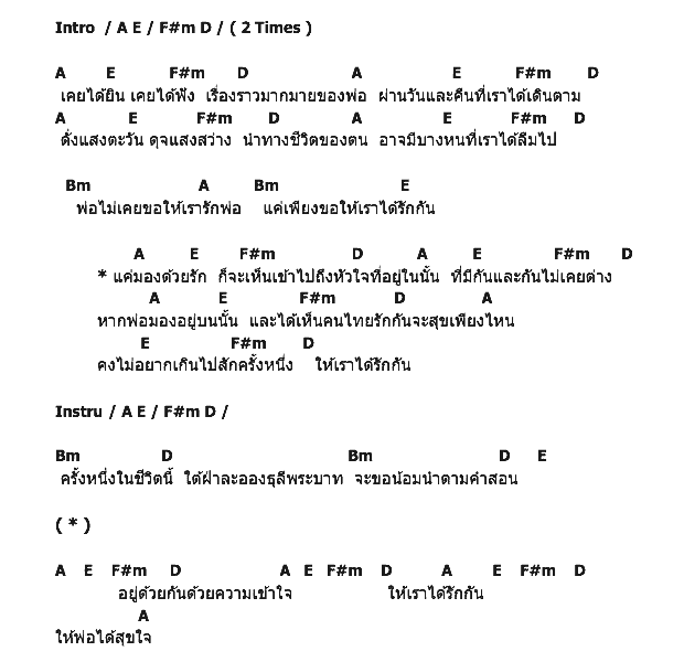 คอร์ดเพลง เนื้อเพลง รักเพื่อพ่อ, คอร์ดเพลง รักเพื่อพ่อ ของ สิงโต นำโชค, คอร์ดเพลงของ สิงโต นำโชค, เนื้อร้อง รักเพื่อพ่อ สิงโต นำโชค, รักเพื่อพ่อ คอร์ดง่าย ๆ, คอร์ด รักเพื่อพ่อ ต้นฉบับ