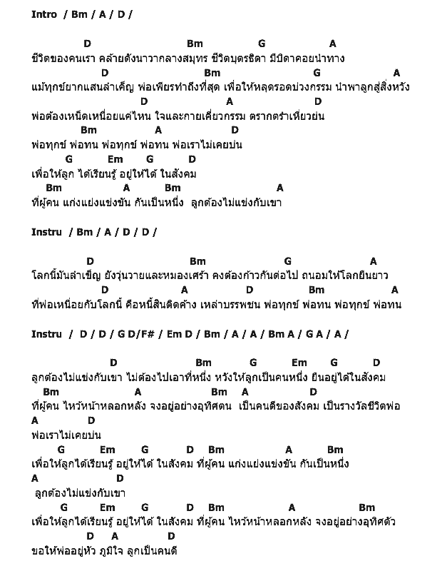 คอร์ดเพลง เนื้อเพลง พ่อทูนหัว, คอร์ดเพลง พ่อทูนหัว ของ คาราบาว, คอร์ดเพลงของ คาราบาว, เนื้อร้อง พ่อทูนหัว คาราบาว, พ่อทูนหัว คอร์ดง่าย ๆ, คอร์ด พ่อทูนหัว ต้นฉบับ