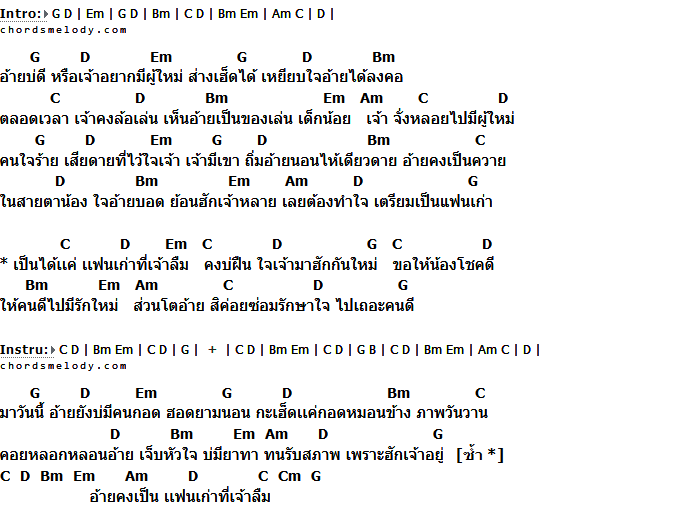 คอร์ดเพลง เนื้อเพลง แฟนเก่าที่เจ้าลืม, คอร์ดเพลง แฟนเก่าที่เจ้าลืม ของ ท๊อป มอซอ, คอร์ดเพลงของ ท๊อป มอซอ, เนื้อร้อง แฟนเก่าที่เจ้าลืม ท๊อป มอซอ, แฟนเก่าที่เจ้าลืม คอร์ดง่าย ๆ, คอร์ด แฟนเก่าที่เจ้าลืม ต้นฉบับ