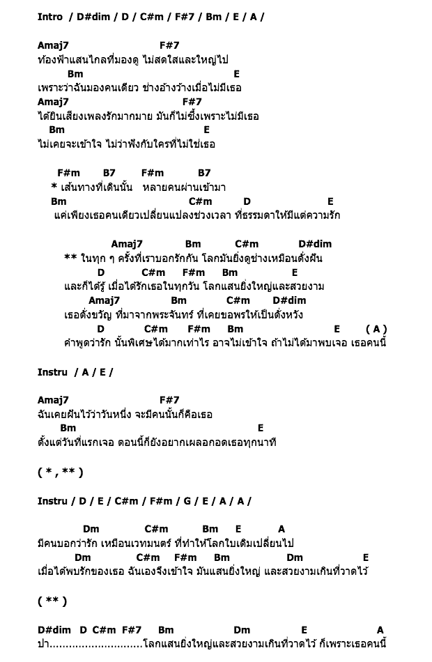 คอร์ดเพลง เนื้อเพลง โลกแสนยิ่งใหญ่และสวยงามเมื่อฉันได้รักเธอ, คอร์ดเพลง โลกแสนยิ่งใหญ่และสวยงามเมื่อฉันได้รักเธอ ของ กอบัว, น้าหนวด, คอร์ดเพลงของ กอบัว, น้าหนวด, เนื้อร้อง โลกแสนยิ่งใหญ่และสวยงามเมื่อฉันได้รักเธอ กอบัว, น้าหนวด, โลกแสนยิ่งใหญ่และสวยงามเมื่อฉันได้รักเธอ คอร์ดง่าย ๆ, คอร์ด โลกแสนยิ่งใหญ่และสวยงามเมื่อฉันได้รักเธอ ต้นฉบับ