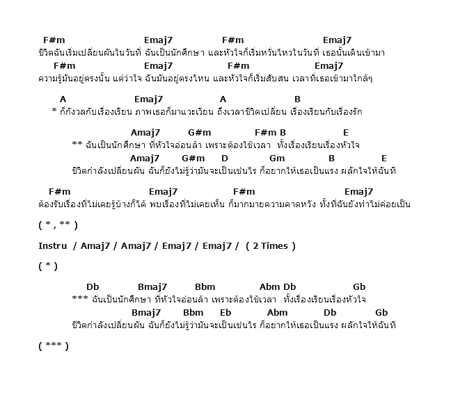 คอร์ดเพลง เนื้อเพลง นักศึกษา, คอร์ดเพลง นักศึกษา ของ Girlfriend, คอร์ดเพลงของ Girlfriend, เนื้อร้อง นักศึกษา Girlfriend, นักศึกษา คอร์ดง่าย ๆ, คอร์ด นักศึกษา ต้นฉบับ