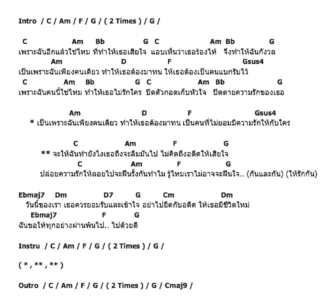 คอร์ดเพลง เนื้อเพลง เพราะฉันใช่ไหม, คอร์ดเพลง เพราะฉันใช่ไหม ของ Crescendo, คอร์ดเพลงของ Crescendo, เนื้อร้อง เพราะฉันใช่ไหม Crescendo, เพราะฉันใช่ไหม คอร์ดง่าย ๆ, คอร์ด เพราะฉันใช่ไหม ต้นฉบับ