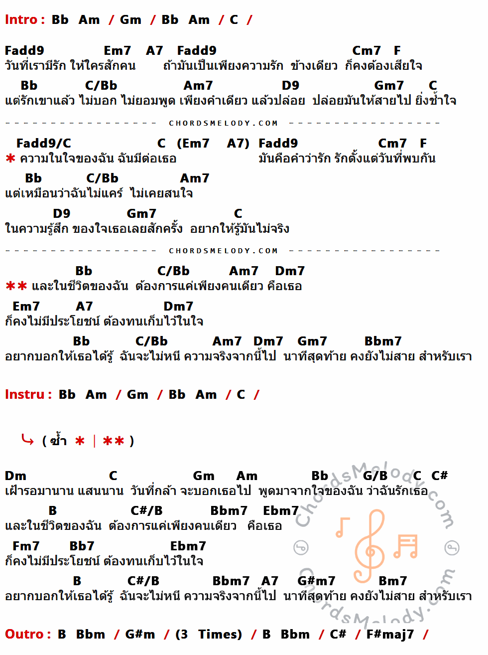 เนื้อเพลง นาทีสุดท้าย ของ Etc ที่มีคอร์ด ในกลุ่มคีย์ Bb,Am,Gm,C,Fadd9,Em7,A7,Cm7,F,C/Bb,Am7,D9,Gm7,Fadd9/C,Dm7,Bbm7,Dm,G/B,C#,B,C#/B,Ebm7,Fm7,Bb7,G#m7,Bm7,Bbm,G#m,F#maj7 ประกอบ