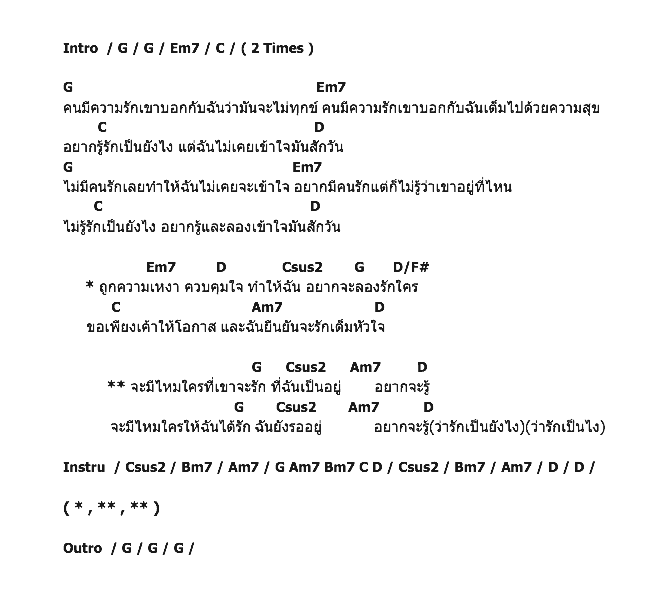 คอร์ดเพลง เนื้อเพลง รักเป็นยังไง, คอร์ดเพลง รักเป็นยังไง ของ G Seven, คอร์ดเพลงของ G Seven, เนื้อร้อง รักเป็นยังไง G Seven, รักเป็นยังไง คอร์ดง่าย ๆ, คอร์ด รักเป็นยังไง ต้นฉบับ