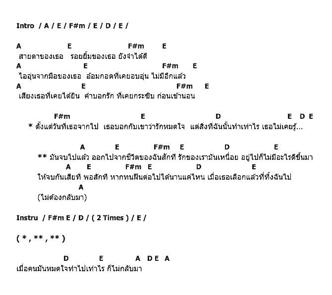 คอร์ดเพลง เนื้อเพลง ไม่ต้องกลับมา, คอร์ดเพลง ไม่ต้องกลับมา ของ Ducky, คอร์ดเพลงของ Ducky, เนื้อร้อง ไม่ต้องกลับมา Ducky, ไม่ต้องกลับมา คอร์ดง่าย ๆ, คอร์ด ไม่ต้องกลับมา ต้นฉบับ