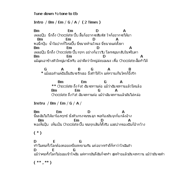 คอร์ดเพลง เนื้อเพลง Chocolate, คอร์ดเพลง Chocolate ของ Hangman, คอร์ดเพลงของ Hangman, เนื้อร้อง Chocolate Hangman, Chocolate คอร์ดง่าย ๆ, คอร์ด Chocolate ต้นฉบับ