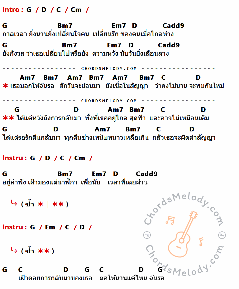 เนื้อเพลง การกลับมา ของ Hobbit ที่มีคอร์ด ในกลุ่มคีย์ G,D,C,Cm,Bm7,Em7,Cadd9,Am7,Em ประกอบ