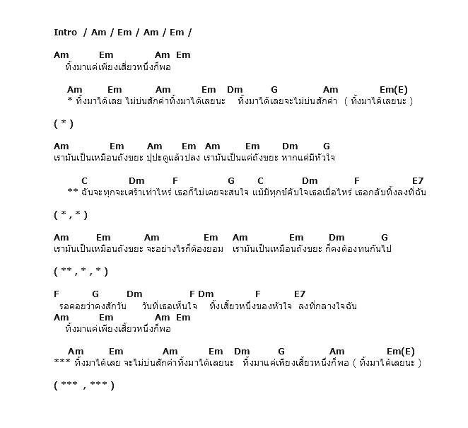 คอร์ดเพลง เนื้อเพลง ถังขยะเลย, คอร์ดเพลง ถังขยะเลย ของ Nuvo, คอร์ดเพลงของ Nuvo, เนื้อร้อง ถังขยะเลย Nuvo, ถังขยะเลย คอร์ดง่าย ๆ, คอร์ด ถังขยะเลย ต้นฉบับ